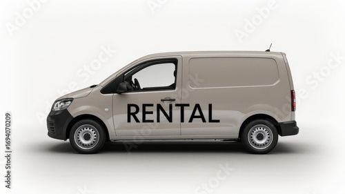Matte beige rental van in profile on white