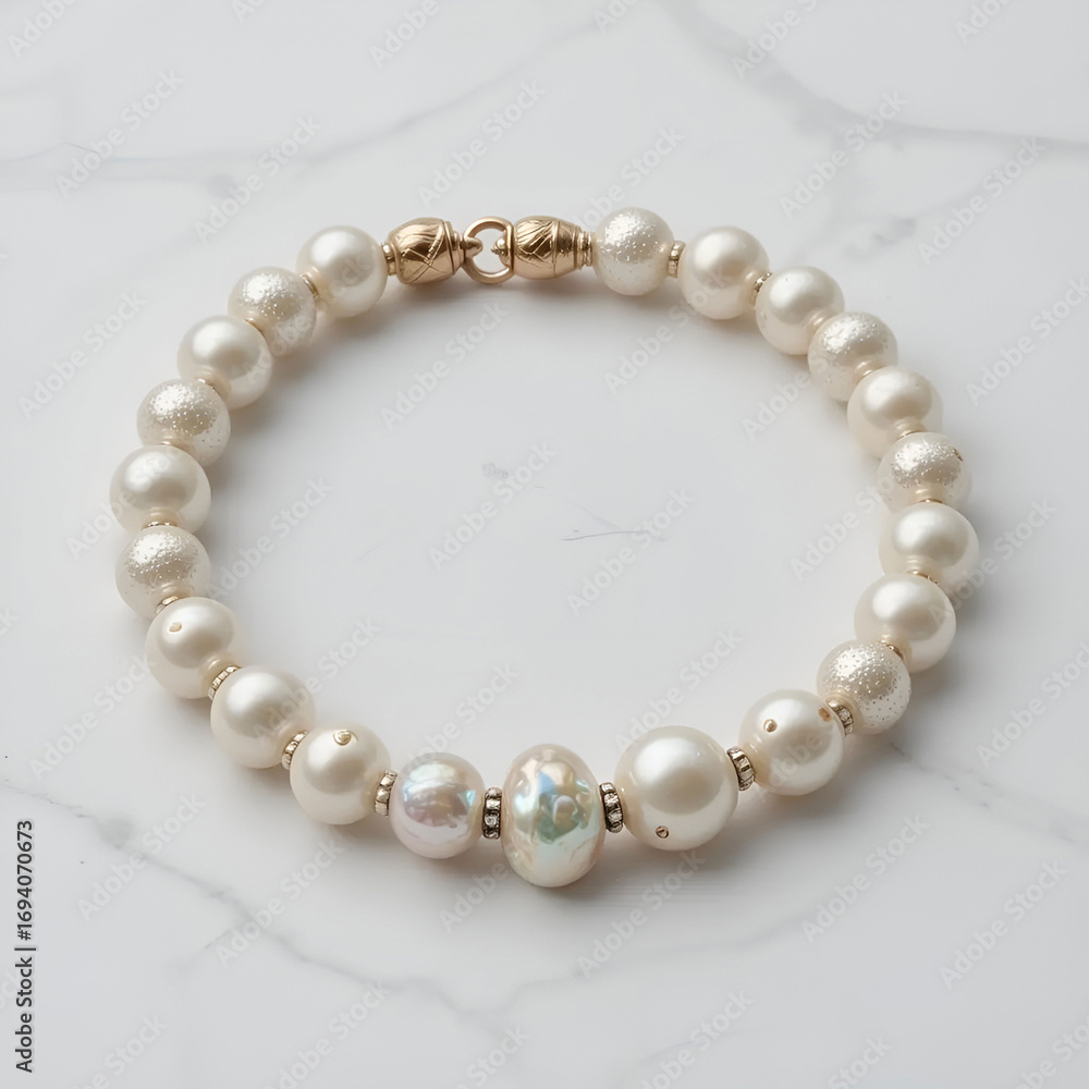 Obraz premium Pearl bracelet, refined and classic jewelry piece.