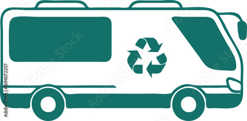 Green travel with a sustainable camper van featuring recycling symbol