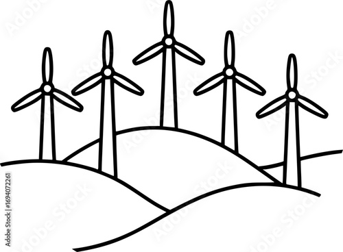 Clean Wind Energy Turbines on Hills - Sustainable Power Generation