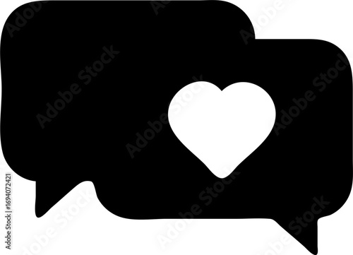 Iconic chat bubbles with a heart, symbolizing digital affection