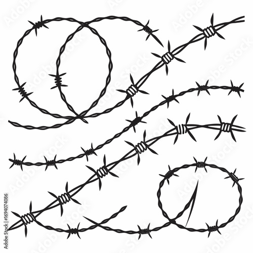 Barbed wire elements sharp metal