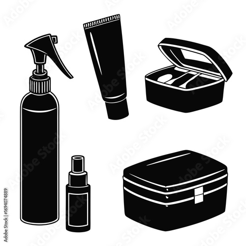 Black cosmetic containers and boxes spray bottle tube