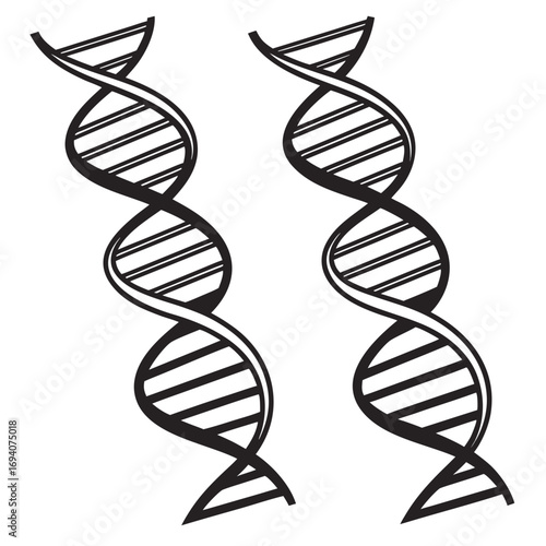 Black D N A double helix silhouettes molecule genetics