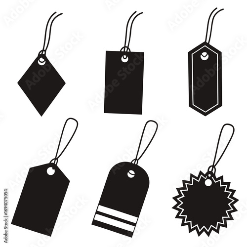 Black fashion and hang label shapes fashion tags hang tags
