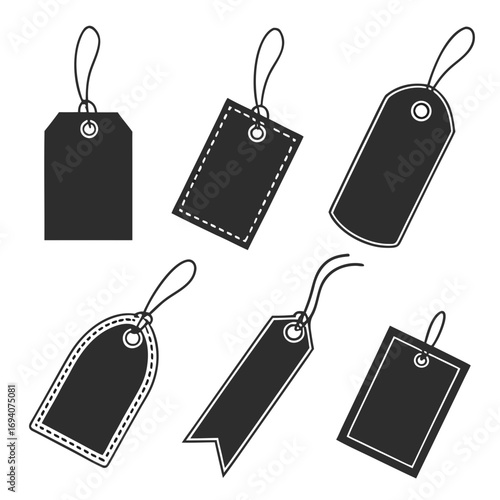 Black fashion tags and hang labels hang tag clothing tag