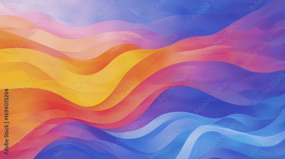 Fototapeta premium Vibrant abstract waves shades of pink, orange, and blue create mesmerizing visual experience. flowing patterns evoke sense