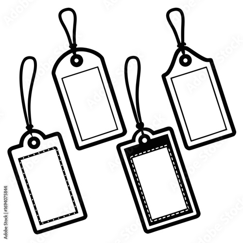 Black outline tags with strings labels blank