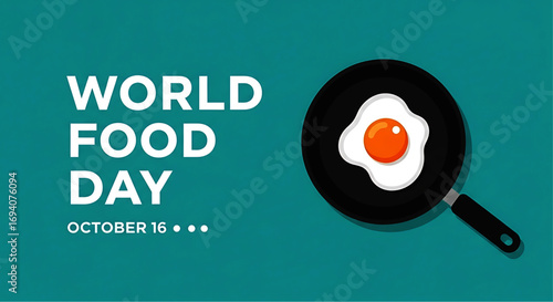 Illustration of a Fried Egg in a Black Pan for World Food Day