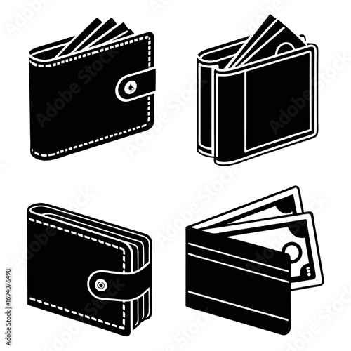Black wallet icons money cash finance business