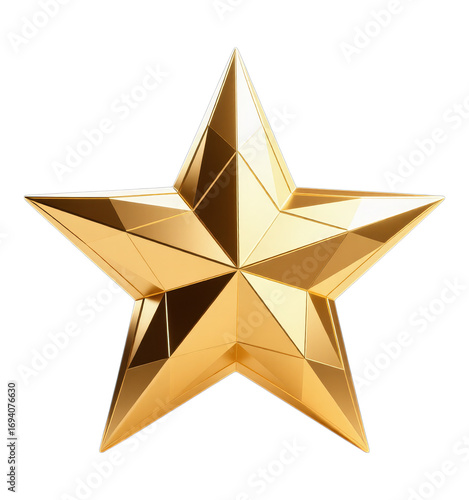 Wallpaper Mural Golden 3D Star with Glossy Finish, on Transparent Background, Graphic Design Element Torontodigital.ca