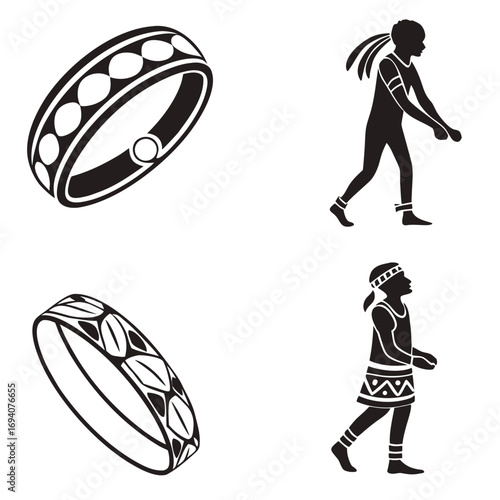 Bracelet bangle silhouette icons people figures