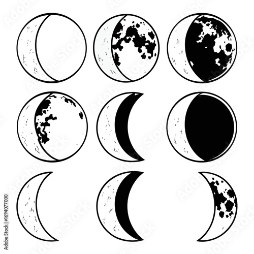 Celestial bodies in varying illumination moon lunar