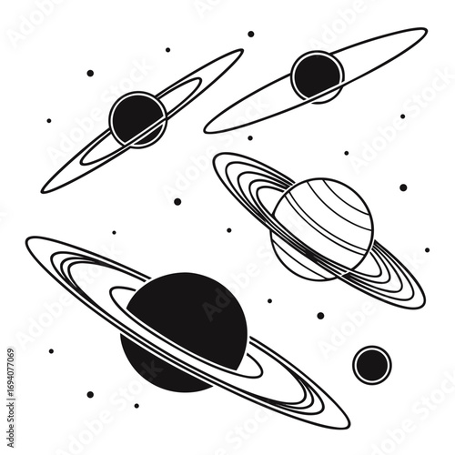 Celestial bodies orbiting in space planets solar system