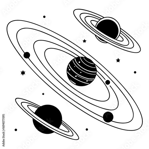 Celestial bodies orbiting stars planets orbits
