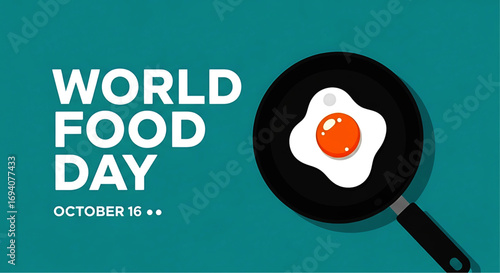 Fried Egg in Pan Illustration for World Food Day Celebration