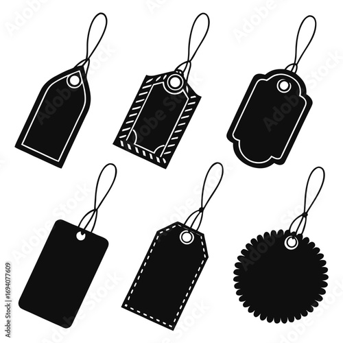Clothing tags assorted shapes price tags blank tags