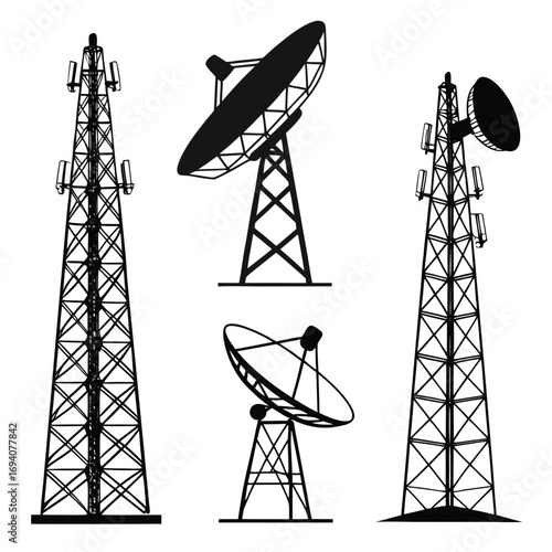 Communication towers and satellite dishes telecommunication
