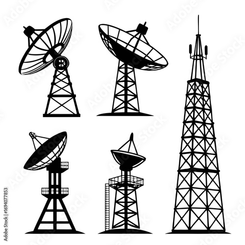 Communication towers satellite dishes radio telescope
