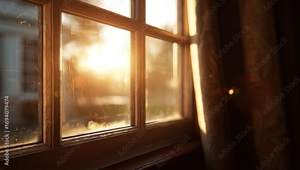 Fototapeta premium Golden light streams through a window