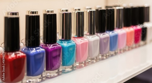 Colorful Nail Polish Bottles on Display