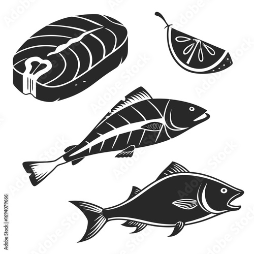 Fish steak lemon slice salmon steak tuna