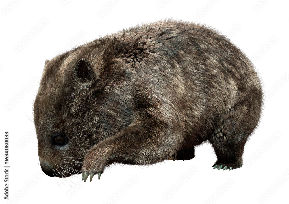 Fototapeta premium 3D Rendering Wombat on White