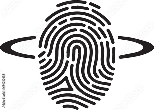 futuristic fingerprint identification icon with biometric scan for security access
