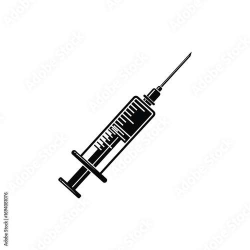 Medical Syringe Icon Vector Illustration of a Hypodermic Needle for Healthcare