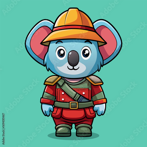 Koala soldier looks unique with brave and kind expression