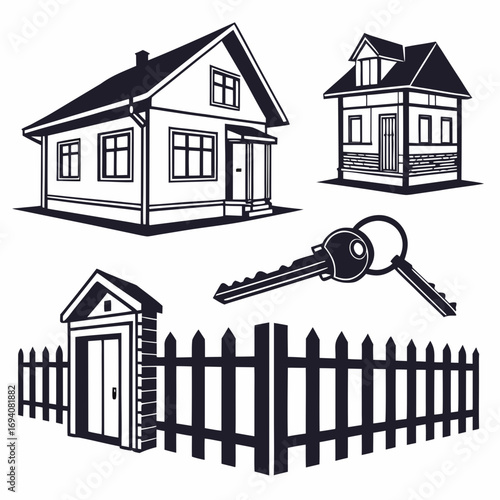 Houses and real estate icons home building
