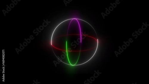 Wallpaper Mural Abstract Sphere with White Green Red and Magenta Neon Lines Keywords: sphere, globe, circle, abstract, geometric, neon, light, glowing, white, green, red, magenta, pink, purple Torontodigital.ca
