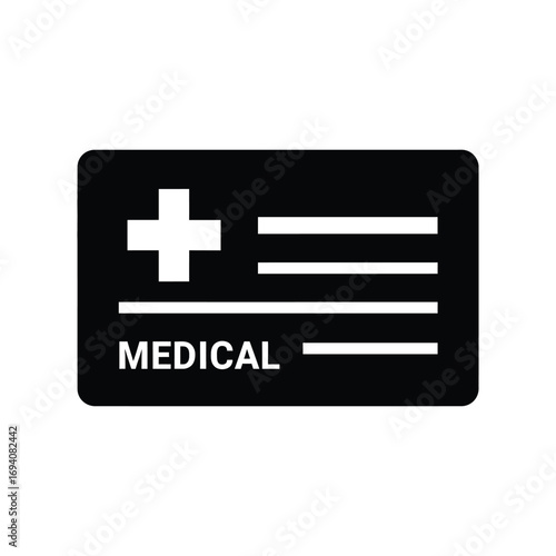 Vector icon of a medical ID card, representing patient information, health insurance coverage, and access to healthcare services