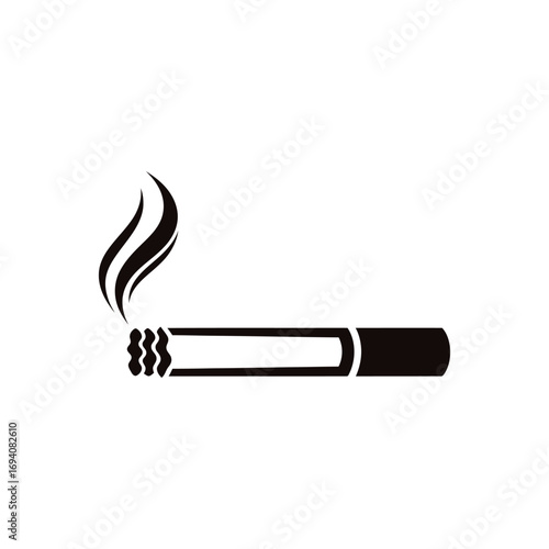 Isolated smoking cigarette icon with rising smoke. A simple black vector graphic for concepts related to tobacco, addiction, and health