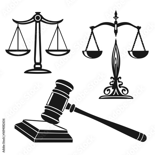 Justice symbols scales and gavel legal scales of justice