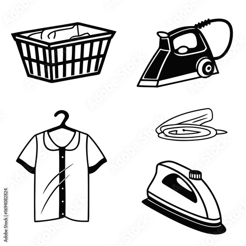 Laundry basket iron shirt hanger clothes