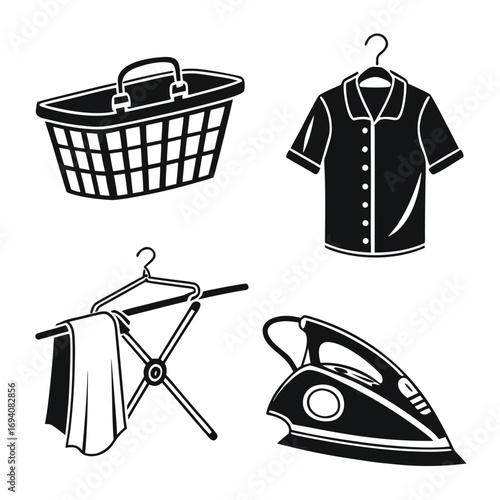 Laundry basket shirt ironing board iron hanger