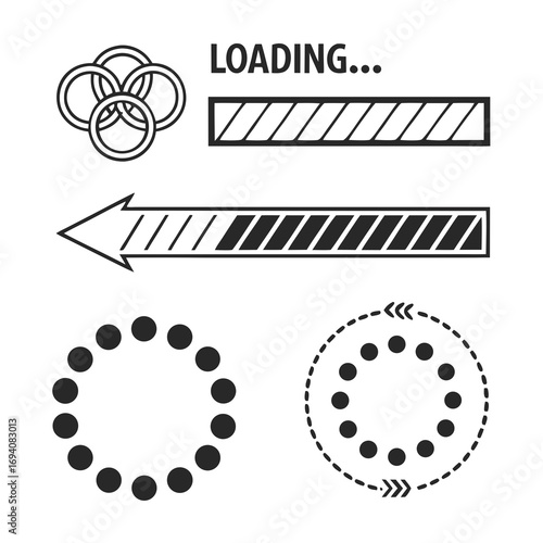 Loading indicators progress bar arrow circle dots spinner