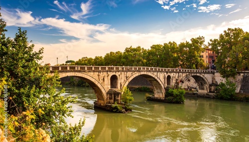 Fototapeta Naklejka Na Ścianę i Meble -  Ancient stone bridge over a river
