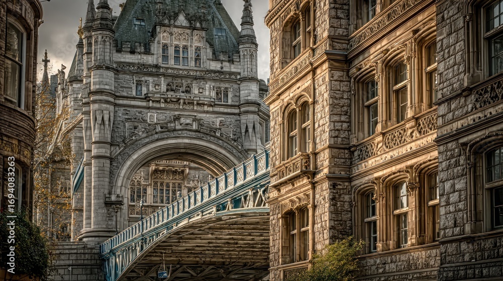 Obraz premium Majestic Tower Bridge architecture, a vintage landmark in the heart of London