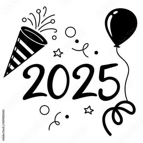 New Year Celebration Elements With Year party popper