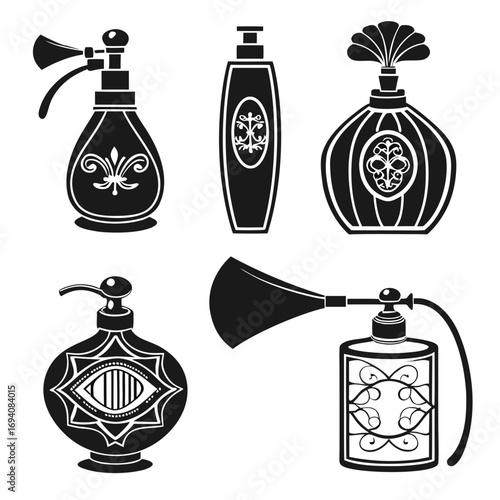 Ornate perfume bottles and atomizers spray bottles