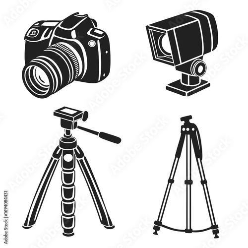 Photography equipment set camera tripod