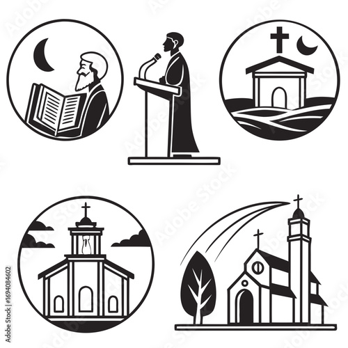 Religious icons sermon gathering church tree temple