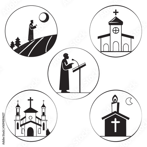 Religious icons sermon gathering church candle moon
