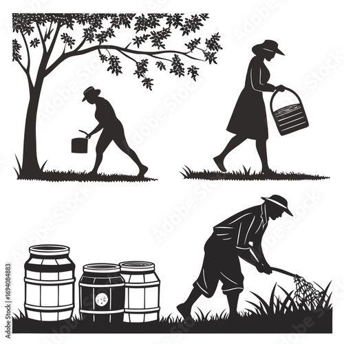 Rural life harvest and gathering scenes farming agriculture
