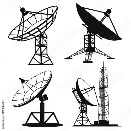 Satellite dishes and communication towers antenna radio telescope