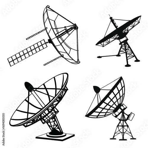 Satellite dishes and orbiting space station radio telescope
