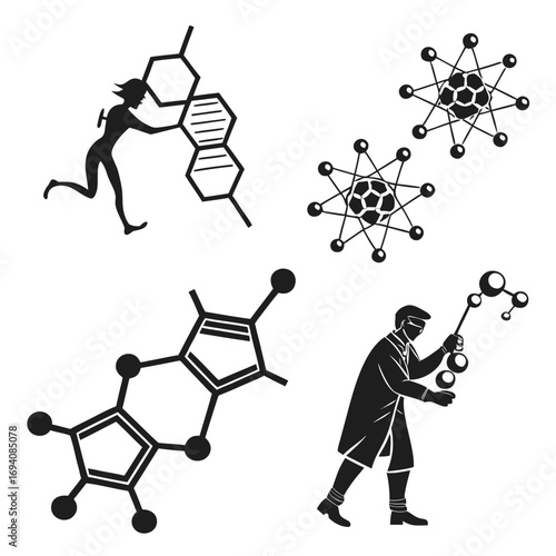 Scientists and molecular structures science molecules