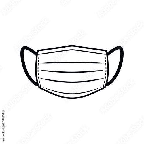 Line Art of a Protective Face Mask Essential for Health and Safety during Pandemics